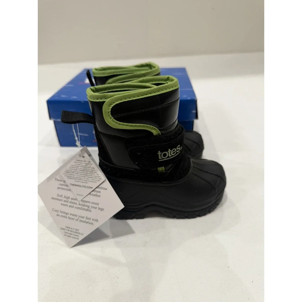 TOTES Toddler BrownieBlue Boys Totes Winter Snow Boots Size 5T Black/Greenwinter